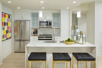 Quartz countertops and backsplashes