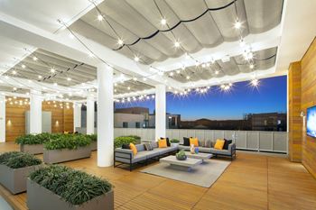 Rooftop lounge with tv