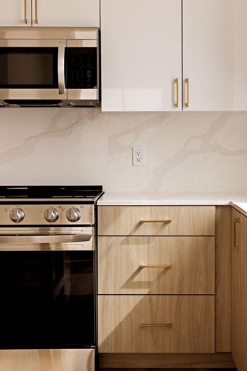 Quartz countertops and backsplashes