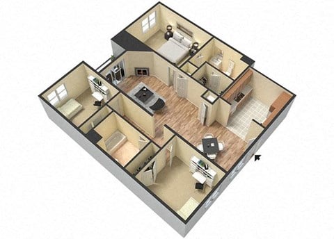 Floor plan for 3 beds, 2 baths, 1450 sqft