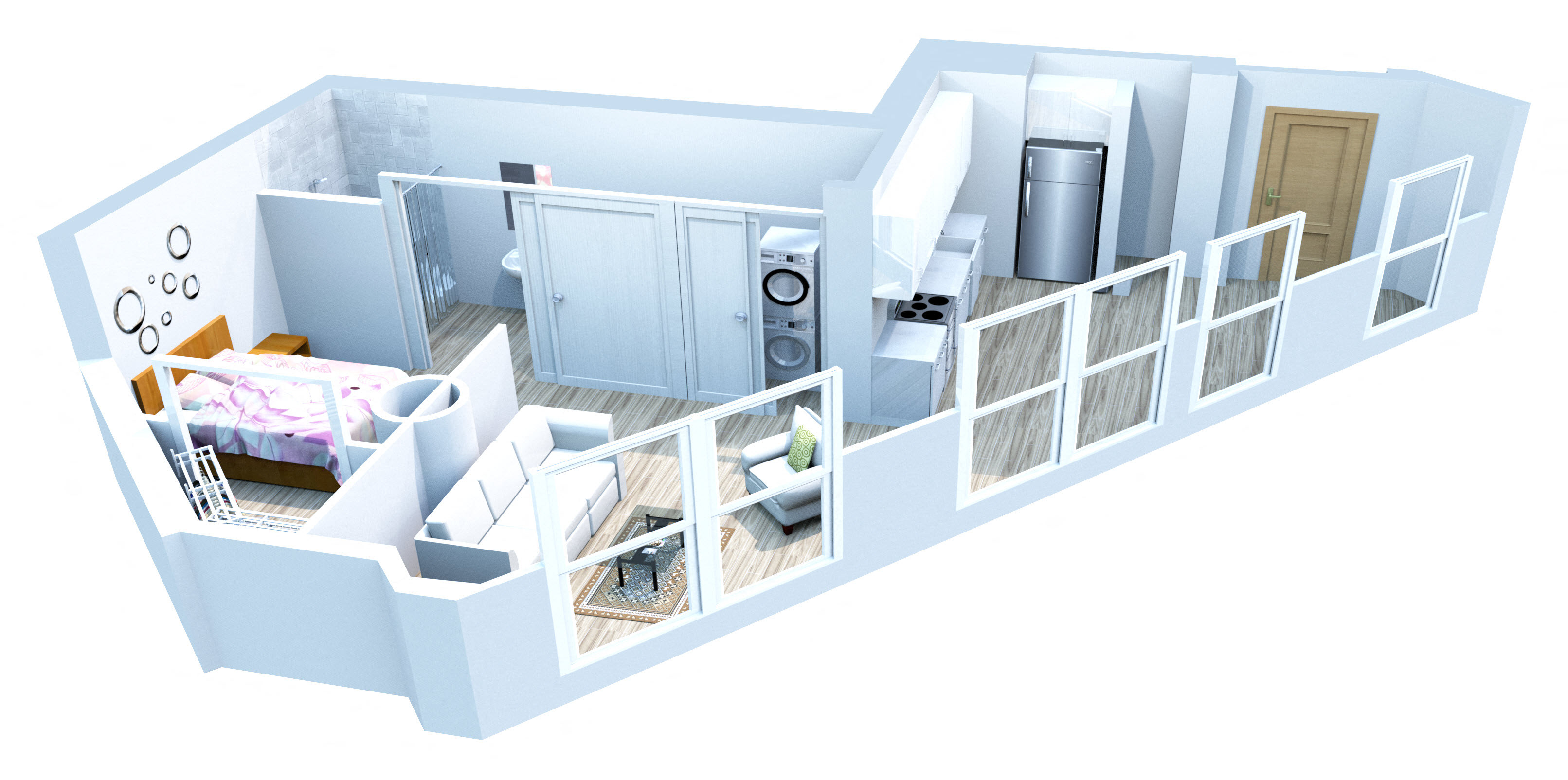 Floor plan for 1 bed, 1 bath, 551 sqft