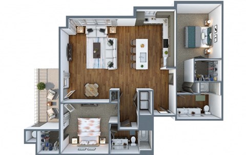 Floor plan for 2 beds, 2 baths, 1416 sqft
