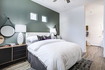 Spacious bedrooms with ceiling fan