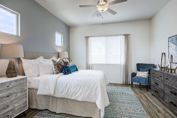 Wood plank style flooring and ceiling fans