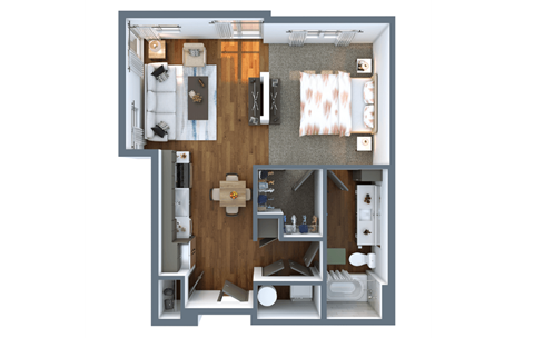Floor plan for studio, 1 bath, 655 sqft