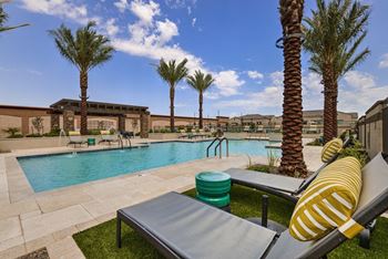Swimming pool with relaxing lounge decks