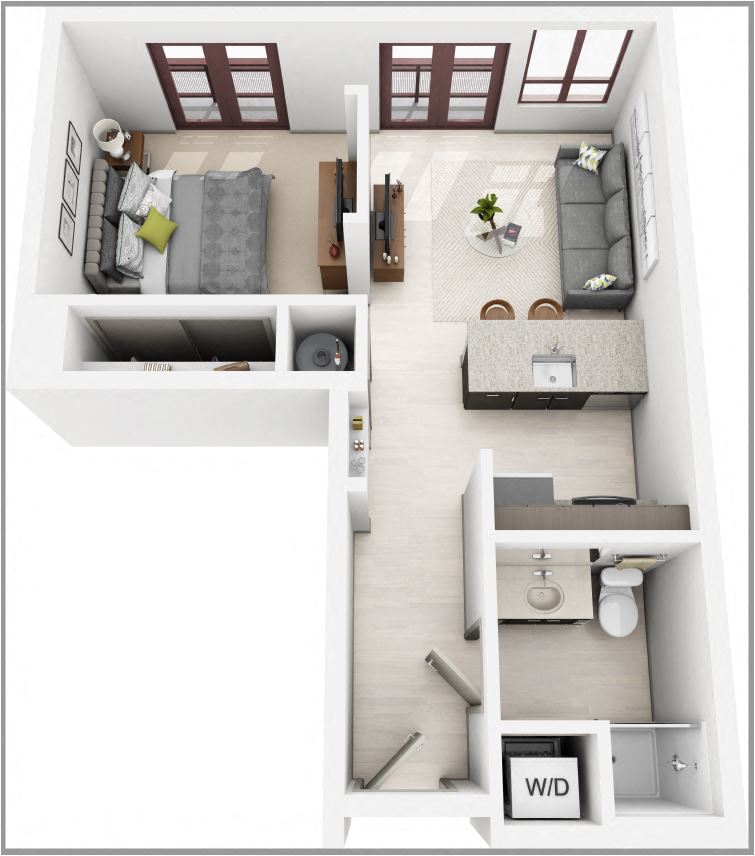 Floor plan for studio, 1 bath, 548 sqft
