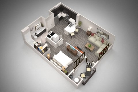 Floor plan for 1 bed, 1 bath, 702 sqft