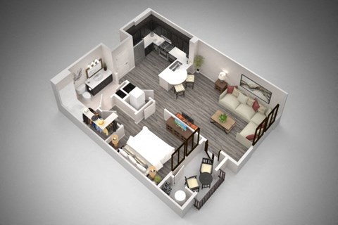 Floor plan for 1 bed, 1 bath, 675 sqft