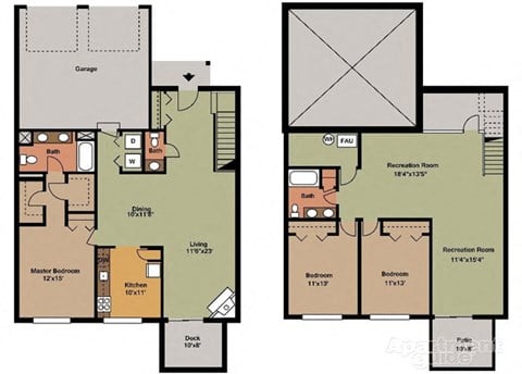 Floor plan for 3 beds, 2.5 baths, 2200 sqft