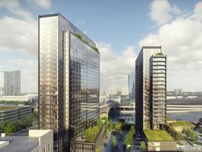 Philadelphia apartment for rent - artistic rendering of the two Riverwalk Towers