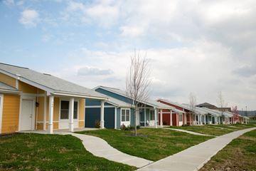 Cincinnati apartment for rent - a row of houses in a neighborhood with grass and a sidewalk