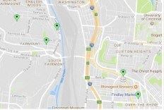 Cincinnati apartment for rent - a screenshot of a map of a city with green dots on it