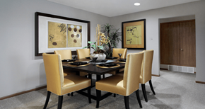 Omaha apartment for rent - Apartment with spacious dining room, huge dining room, gray wall color, spacious apartment in Omaha, Nebraska at The Vanderbilt Apartments