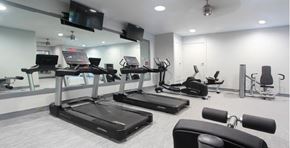 Houston apartment for rent - Newly remodeled Fitness Center open 24/7 with brand new Life Fitness equipment including 1 peloton bike, 4 resistance machines, 2 treadmills, 1 life cycle, 1 elliptical, full rack of free weights and dumbbells and water bottle refill fountain.