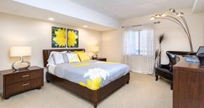 Omaha apartment for rent - Huge master bedroom with attached walk-in closet and master bathroom, spacious master bedroom at Embassy Park Apartments in Omaha, Nebraska
