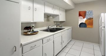 La Vista apartment for rent - a white kitchen with a sink and a refrigerator