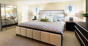 La Vista apartment for rent - Spacious master bedroom with attached master bathroom and walk-in closet at Alpine Village Apartments in La Vista, Nebraska