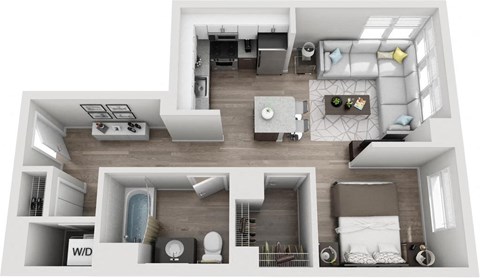 Floor plan for studio, 1 bath, 620 sqft