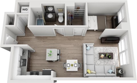 Floor plan for studio, 1 bath, 640 sqft