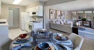 La Vista apartment for rent - a kitchen and living room with a table and chairs
