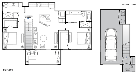 Floor plan for 2 beds, 2 baths, 1210 sqft