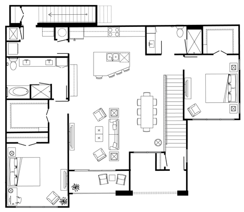 Floor plan for 2 beds, 2 baths, 1706 sqft