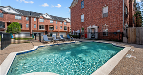 Houston apartment for rent - Luxury townhomes with swimming pool and poolside lounge seating at Tuscany Row in Houston.
