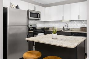 Chicago apartment for rent - a kitchen with stainless steel appliances and a granite counter top