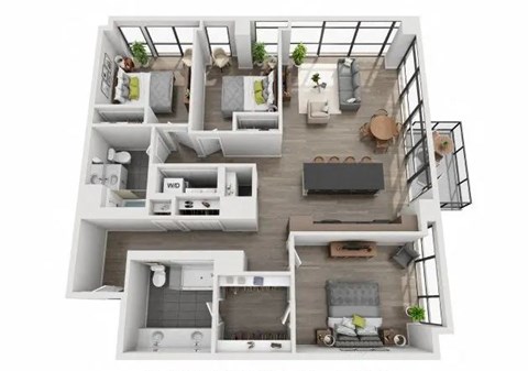 Floor plan for 3 beds, 2 baths, 1606 sqft
