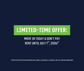 London apartment for rent - A promotional image offering a limited-time move-in offer for new residents.