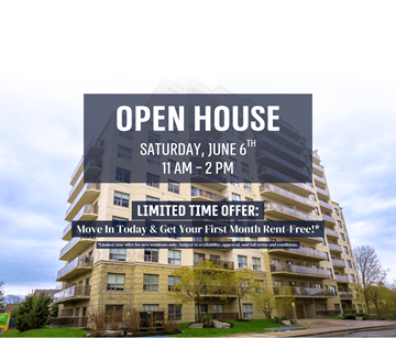 London apartment for rent - A building with an open house sign on it.