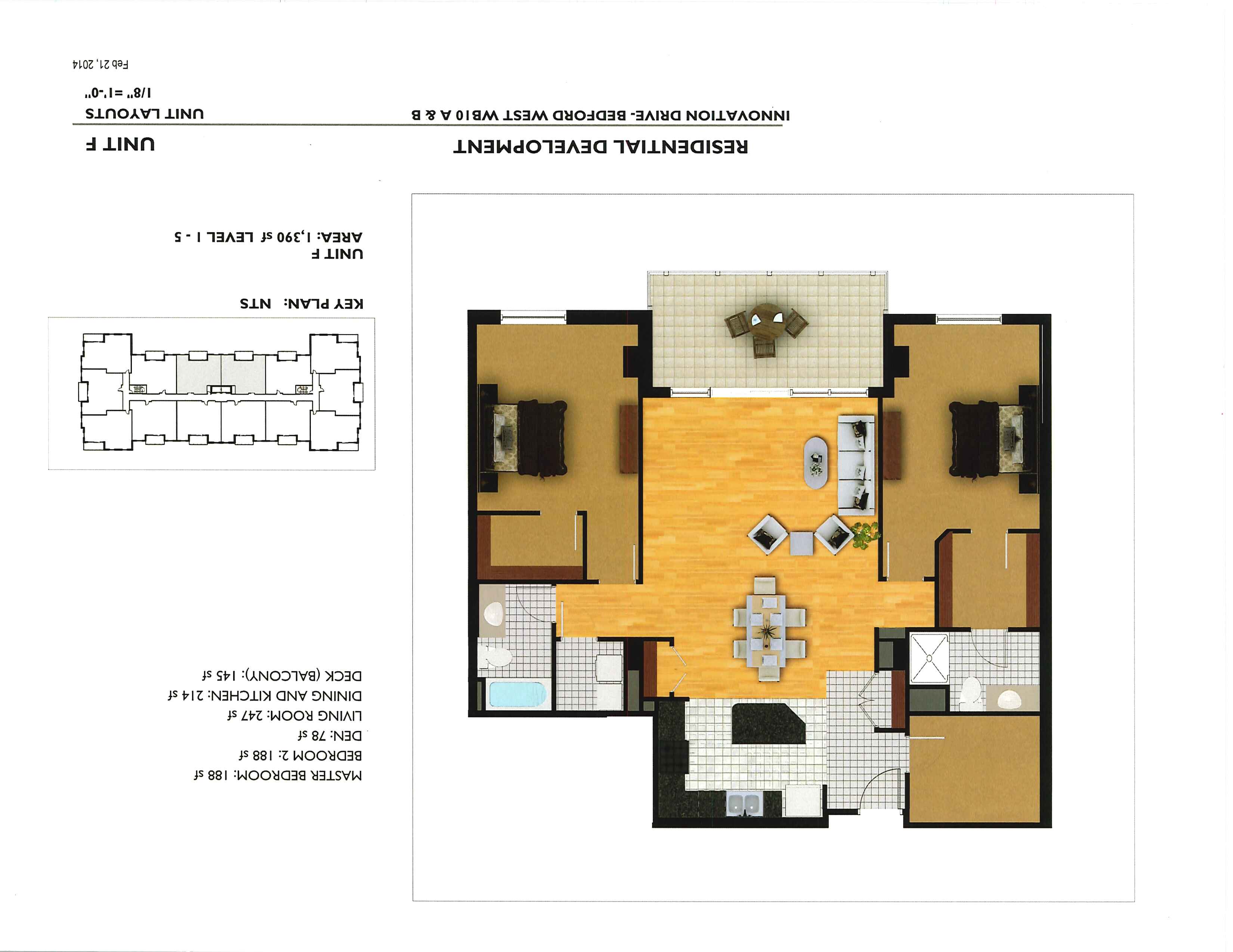 Floor plan for 2 beds, 2 baths, 1514 sqft