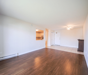 Dieppe apartment for rent - Empty room with wooden floors and white walls.