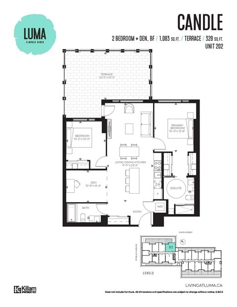 Floor plan for 2 beds, 2 baths, 1089 sqft