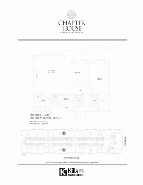 Floor plan for 2 beds, 2 baths, 1039 sqft