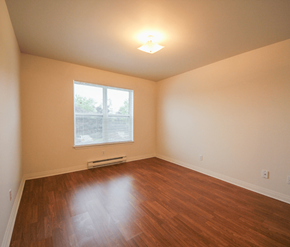 Moncton apartment for rent - Empty room with wooden floor and a window.
