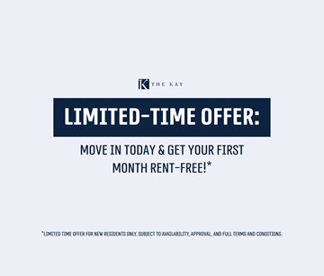 Mississauga apartment for rent - A promotional image offering a free first month rent for new residents.
