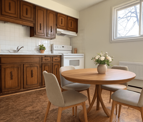 Waterloo apartment for rent - A kitchen with a table and chairs.
