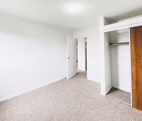 St. John's apartment for rent - A room with a carpeted floor and a wooden door.