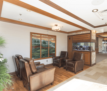Kanata Ottawa apartment for rent - A living room with brown leather chairs and a large window.