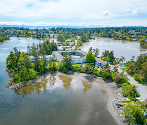 Victoria apartment for rent - A small island with a building on it surrounded by water.