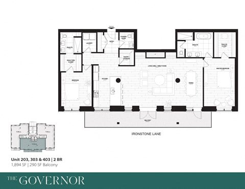 Floor plan for 2 beds, 2 baths