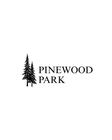 Lufkin apartment for rent - A logo with a pine tree and the words "Pinewood Park" on a green background.