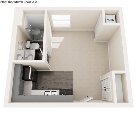 Floor plan for studio, 1 bath, 474 sqft