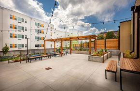 Denver apartment for rent - Courtyard Patio at Arroyo Village Apartments, Denver, Colorado