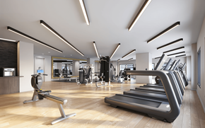 Bethesda apartment for rent - A gym with treadmills and other exercise equipment.