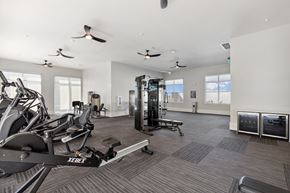 North Richland Hills apartment for rent - Apartment fitness center with strength training equipment and natural light