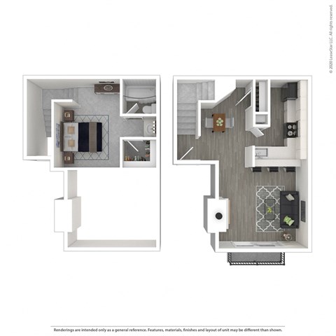 Floor plan for 1 bed, 1 bath, 720 sqft