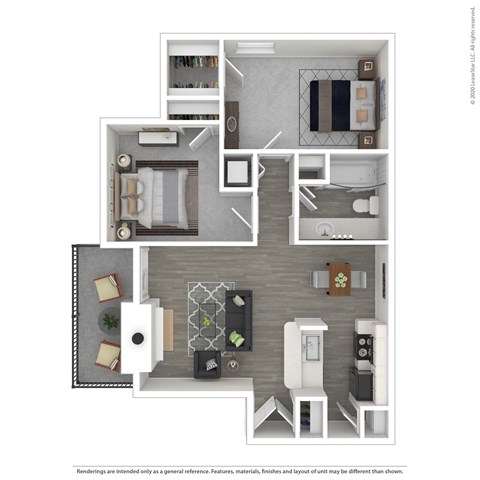 Floor plan for 2 beds, 1 bath, 826 sqft